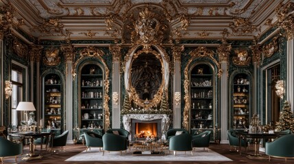 Obraz premium Luxurious interior design of a grand room showcases opulent architecture and elegant decor