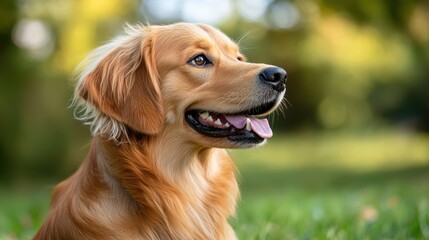 This delightful canine radiates joy, showcasing a playful spirit with a bright smile. The warm glow highlights its beautiful fur, perfect for capturing the essence of a happy moment.