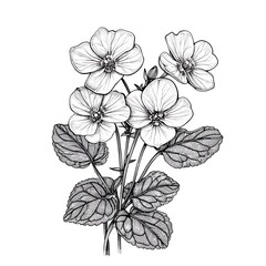 Fototapeta premium Elegant Black and White Line Drawing of Flowers