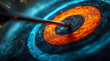 A striking bullseye emerges from a mesmerizing swirl of colors, embodying precision and focus in a captivating visual moment.