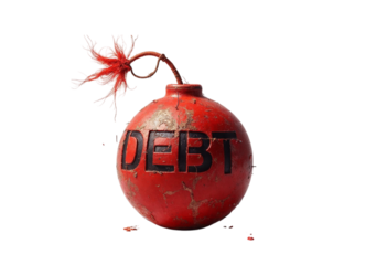 bomb with red ribbon