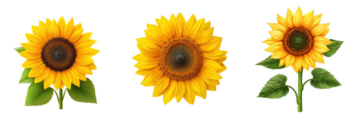 Obraz premium Radiant sunflower display nature's brightest beauty, collection, clipart, isolated on transparent background