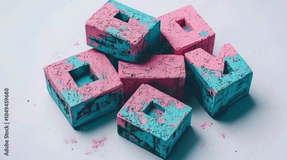Aufkleber colorful abstract blocks arranged in a creative pattern on a surface