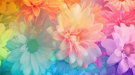 Obraz premium Vibrant flowers in a colorful gradient pattern