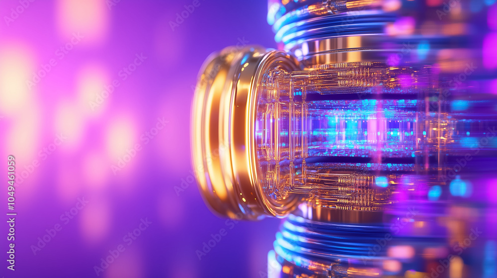 Poster vibrant, glowing quantum computing elements symbolize advanced technology and innovation in the fiel