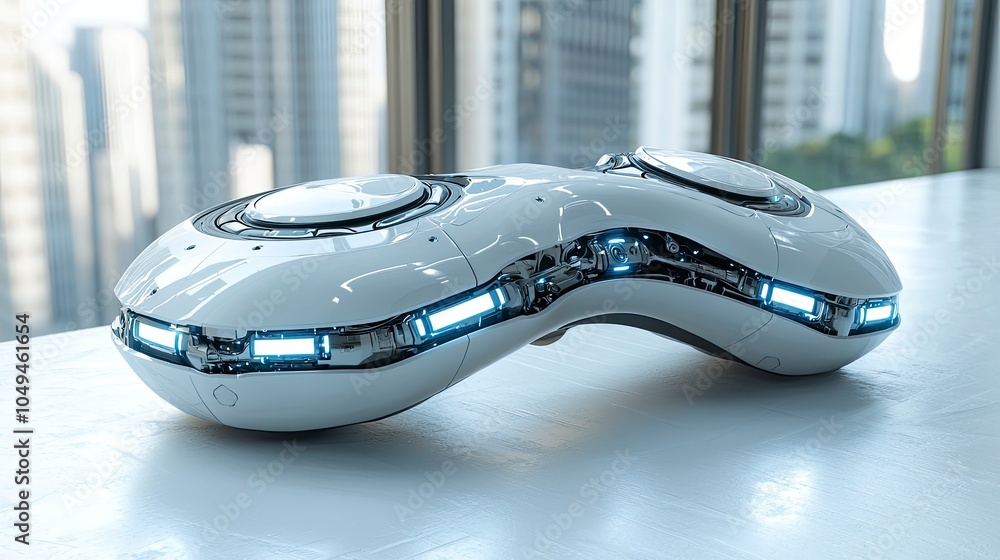 Poster futuristic robot design with sleek curves and advanced technology