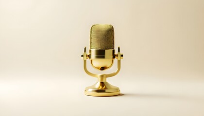 Gold Microphone on Cream Background
