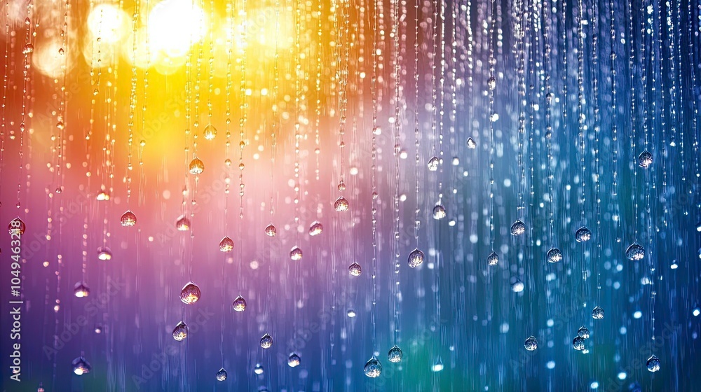 Aufkleber vibrant abstract background with rain droplets and colorful bokeh effect