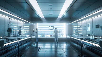 Fototapeta premium Two Scientists Working in a Futuristic Laboratory
