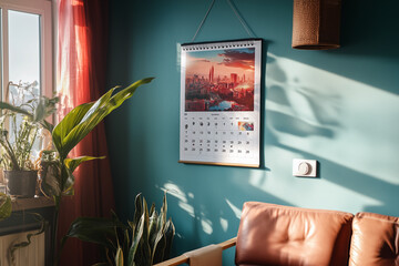 Display portrait wall calendars and posters indoors