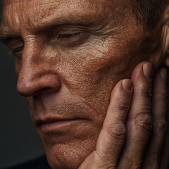 Fototapeta premium Introspective portrait of a man in deep thought