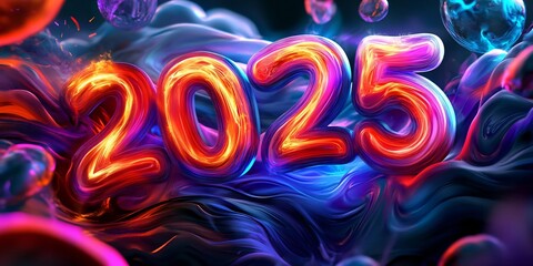 Fototapeta premium Vibrant 2025 a colorful celebration of the future