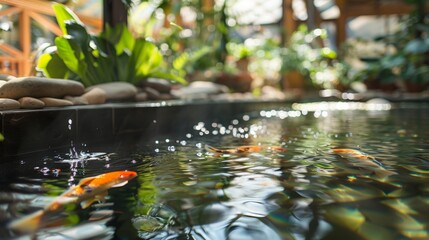 Paradise in the Winter Bring a touch of summer into your home with an indoor pond providing a refreshing escape from the cold and dreary winter months.