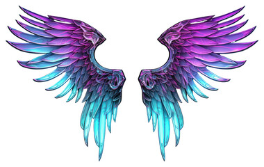 Obraz premium PNG Neon angel wings pattern bird lightweight.