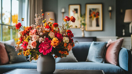 Beautiful autumn flowers bouquet, autumnal botanical home decor and floral arrangement, English countryside style and florist design for floral shop, flower arranging workshop or classes idea