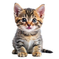 Obraz premium Cute playful funny kitten looking forward isolated on white background as transparent. PNG. AI GENERATED.