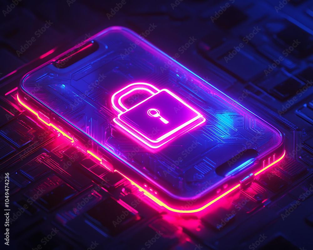 Aufkleber digital smartphone with lock on circuit background