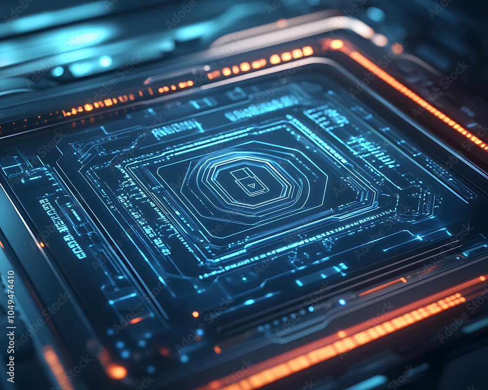 Poster futuristic tablet display with circuit design