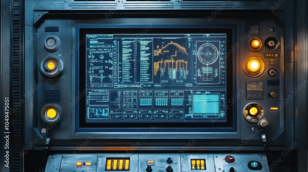 Poster human-machine interface (hmi): industrial control panel with touch screen interface, hmi systems