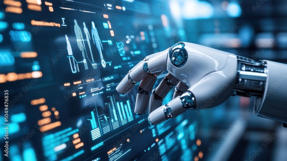Poster robo-advisor dashboard: wealth manager reviewing robo-advisor recommendations for a client portfolio