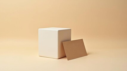 Obraz premium Minimal Business Card Professional Mockup - Contemporary Clean Template Design with Cube Display