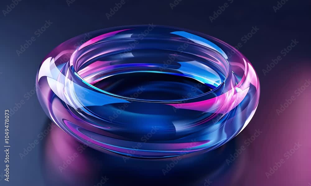 Aufkleber abstract fluid 3d render, a colorful iridescent gradient in the shape of intertwined rings on a blac