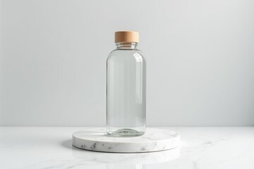 Glass Bottle with Wooden Cap on Marble - Premium Natural Product Photography
