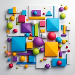  3D Floral Arrangement with Stylized Flowers