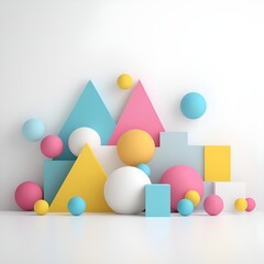  3D Floral Arrangement with Stylized Flowers