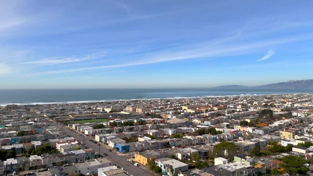 Aerial Panorama View San Francisco from Sunset to Sutro Tower  