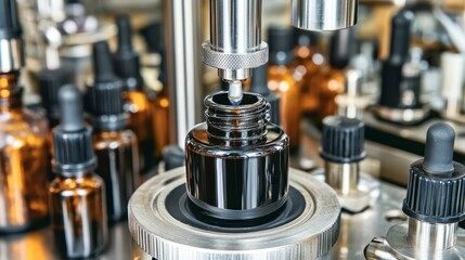 Explore the innovative process of filling bottles with high-quality essential oils in modern manufacturing facilities