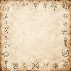 Mystical Parchment Frame with Symbols