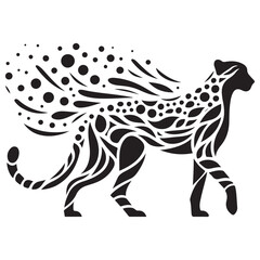 Stylized Cute Cheetah Silhouette Design in Dot Art