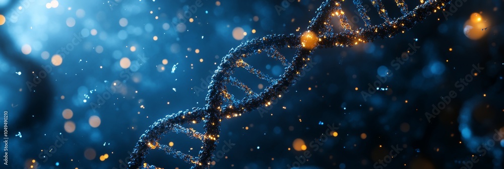 Poster a vibrant and engaging dna hologram displayed on a dark background symbolizes the dynamic and comple