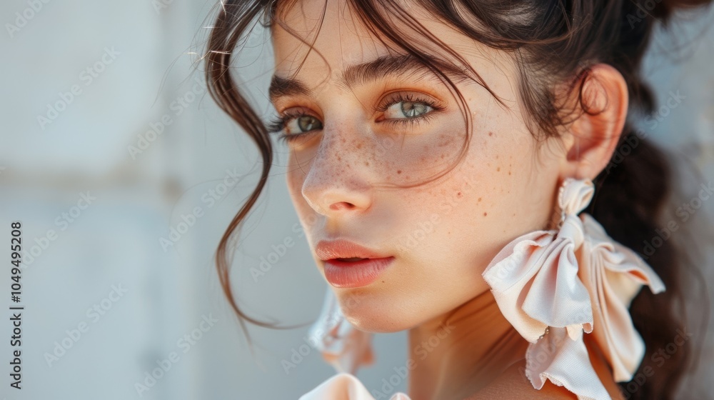 Aufkleber a collection of delicate statement earrings adorned with bows and frills adding a touch of whimsy to