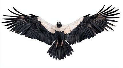 Fototapeta premium Vulture with outstretched wings, white background