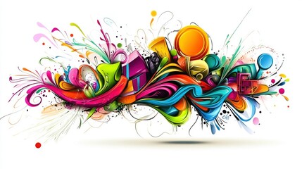 Vibrant abstract art with colorful swirls and shapes