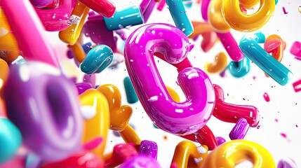 Fototapeta premium Vibrant colorful letters in a dynamic abstract composition