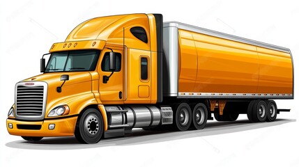 Yellow Semi Truck Trailer Transport Delivery Cargo Logistics