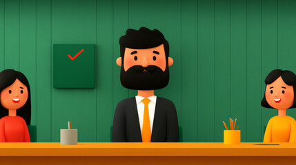 Teamwork Makes the Dream Work:  A charming, 3D illustration depicts a diverse team of colleagues collaborating in a friendly and efficient setting.