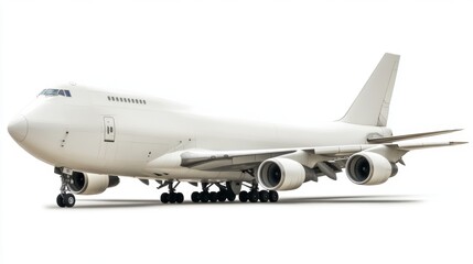 Obraz premium White Cargo Airplane on White Background Aviation Transport Travel Commercial Flight