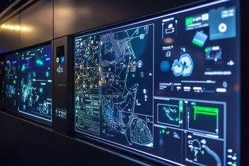 The innovative smart waste management system display shows optimized collection routes
