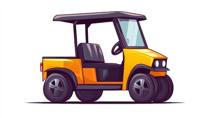 Naklejka premium Yellow Utility Vehicle Cartoon Illustration