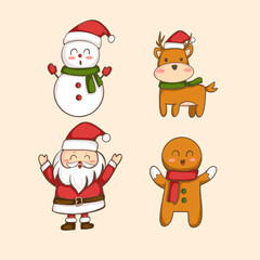 Cute Santa Claus with Christmas icon set vector illustration