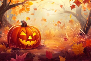 halloween pumpkin on dark background on holiday, three different pumpkin backgrounds wallpaper for design 