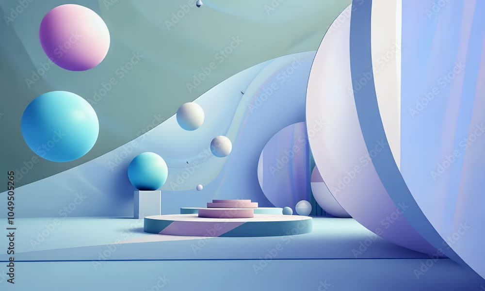 Poster 3d abstract background with geometric shapes and pastel colors, creating an atmosphere of modernity 
