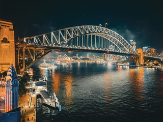 Obraz premium Sydney by night, Harbour Bridge, NSW, Australia