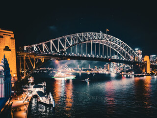 Obraz premium Sydney by night, Harbour Bridge, NSW, Australia