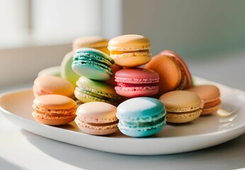 Fototapeta premium Many colorful and delicious macarons