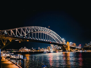 Obraz premium Sydney by night, Harbour Bridge, NSW, Australia